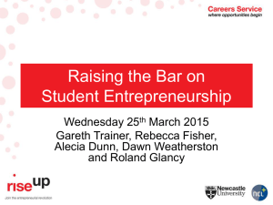 Raising the Bar on Student Entrepreneurship Wednesday 25 March 2015