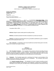 GENERAL CONSULTANT CONTRACT STATE OF GEORGIA;