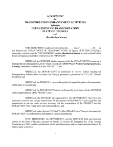 AGREEMENT  for TRANSPORTATION ENHANCEMENT ACTIVITIES