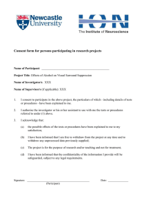 Consent form for persons participating in research projects