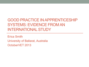 GOOD PRACTICE IN APPRENTICESHIP SYSTEMS: EVIDENCE FROM AN INTERNATIONAL STUDY Erica Smith