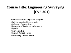 Course Title: Engineering Surveying (CVE 301) Course Lecturer: Engr. F. M. Alayaki