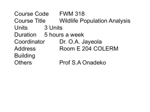 Course Code FWM 318 Course Title Wildlife Population Analysis