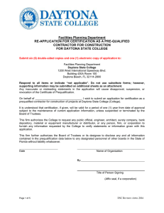 Facilities Planning Department RE-APPLICATION FOR CERTIFICATION AS A PRE-QUALIFIED CONTRACTOR FOR CONSTRUCTION