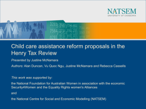 Child care assistance reform proposals in the Henry Tax Review