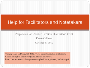 Help for Facilitators and Notetakers Karen Calhoun October 9, 2012