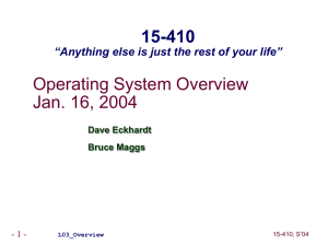 Operating System Overview Jan. 16, 2004 15-410