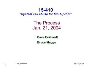 The Process Jan. 21, 2004 15-410 “System call abuse for fun &amp; profit”