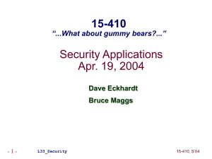 Security Applications Apr. 19, 2004 15-410 “...What about gummy bears?...”