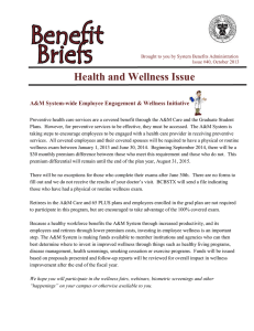 Health and Wellness Issue  A&amp;M System-wide Employee Engagement &amp; Wellness Initiative
