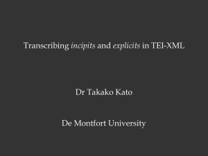 incipits Dr Takako Kato De Montfort University