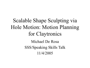Scalable Shape Sculpting via Hole Motion: Motion Planning for Claytronics Michael De Rosa
