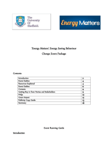 ‘Energy Matters’ Energy Saving Behaviour Change Event Package  Contents