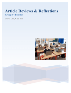 Article Reviews &amp; Reflections Group #4 Booklet Olivia Dial, CSE 610