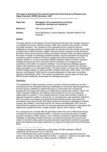 This paper is presented at the Annual Conference of the... Higher Education (SRHE) December, 2007
