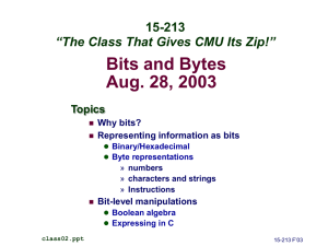 Bits and Bytes Aug. 28, 2003 15-213