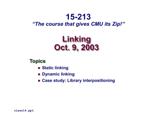 Linking Oct. 9, 2003 15-213 “The course that gives CMU its Zip!”