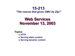 Web Services November 13, 2003 15-213 “The course that gives CMU its Zip!”
