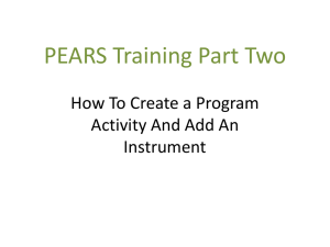 PEARS Training Part Two How To Create a Program Instrument