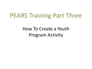 PEARS Training Part Three How To Create a Youth Program Activity