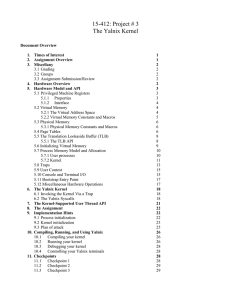 15-412: Project # 3 The Yalnix Kernel