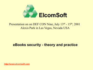 eBooks security - theory and practice - 15 , 2001