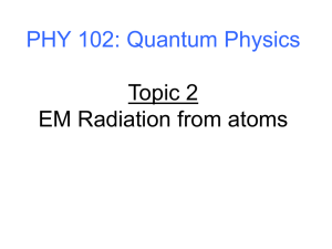 PHY 102: Quantum Physics Topic 2 EM Radiation from atoms