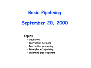 Basic Pipelining September 20, 2000 Topics Objective
