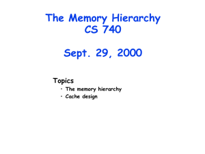 The Memory Hierarchy CS 740 Sept. 29, 2000 Topics