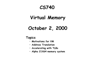 CS740 Virtual Memory October 2, 2000 Topics