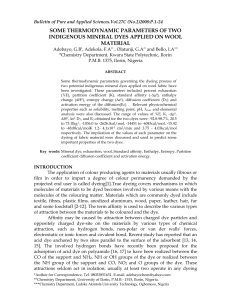 SOME THERMODYNAMIC PARAMETERS OF TWO INDIGENOUS MINERAL DYES APPLIED ON WOOL MATERIAL