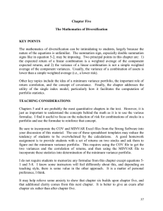 Chapter Five  The Mathematics of Diversification KEY POINTS