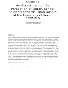 An Assessment of the Perception of Library School Students towards Librarianship