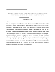 TEACHERS’ PERCEPTIONS OF THE INTRODUCTION OF SOCIAL STUDIES IN