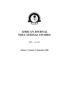 AFRICAN JOURNAL EDUCATIONAL STUDIES Volume 4, Number 2, September 2006