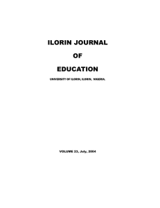 ILORIN JOURNAL OF EDUCATION