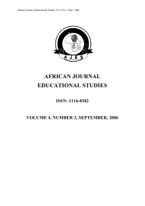 AFRICAN JOURNAL EDUCATIONAL STUDIES ISSN: 1116-0382