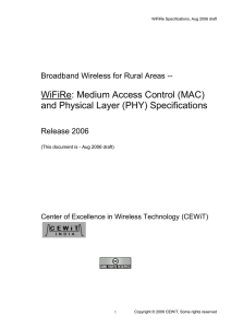 WiFiRe: Medium Access Control (MAC) and Physical Layer (PHY) Specifications
