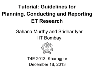 Tutorial: Guidelines for Planning, Conducting and Reporting ET Research