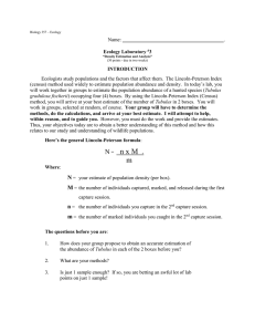 Name:          ...  Ecologists study populations and the factors that affect them. ... Ecology Laboratory