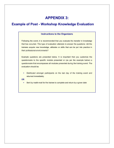 APPENDIX 3: Example of Post - Workshop Knowledge Evaluation