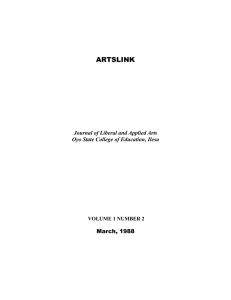 ARTSLINK Journal of Liberal and Applied Arts March, 1988