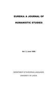 EUREKA: A JOURNAL OF HUMANISTIC STUDIES Vol. 3, June 1999.