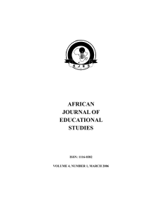 AFRICAN JOURNAL OF EDUCATIONAL STUDIES