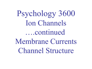 Psychology 3600 Ion Channels ….continued Membrane Currents