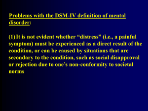 Problems with the DSM-IV definition of mental disorder: