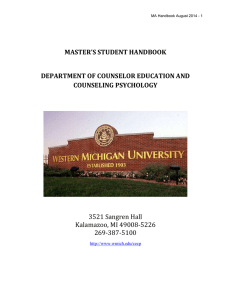 MASTER’S STUDENT HANDBOOK DEPARTMENT OF COUNSELOR EDUCATION AND COUNSELING PSYCHOLOGY