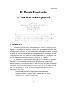 On Thought Experiments: Is There More to the Argument?