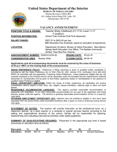 United States Department of the Interior VACANCY ANNOUNCEMENT POSITION TITLE &amp; GRADE: