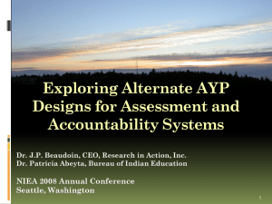 Exploring Alternate AYP Designs for Assessment and Accountability Systems NIEA 2008 Annual Conference